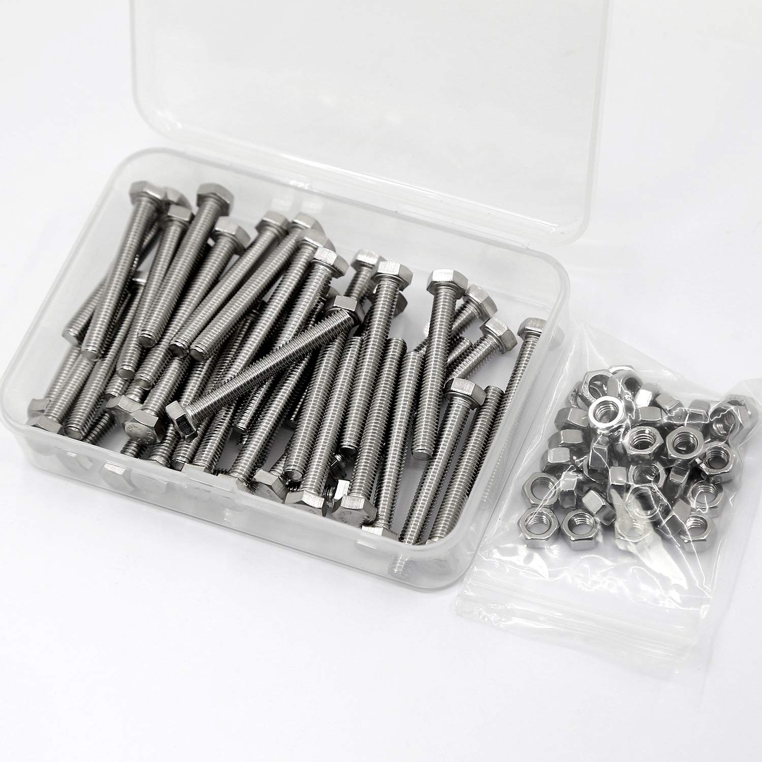 (30 Sets) M5-0.8 X 50Mm Hex Head Bolts and Nuts Set, 304 Stainless Steel,Full Thread, Bright Finish, Machine Thread image number 6