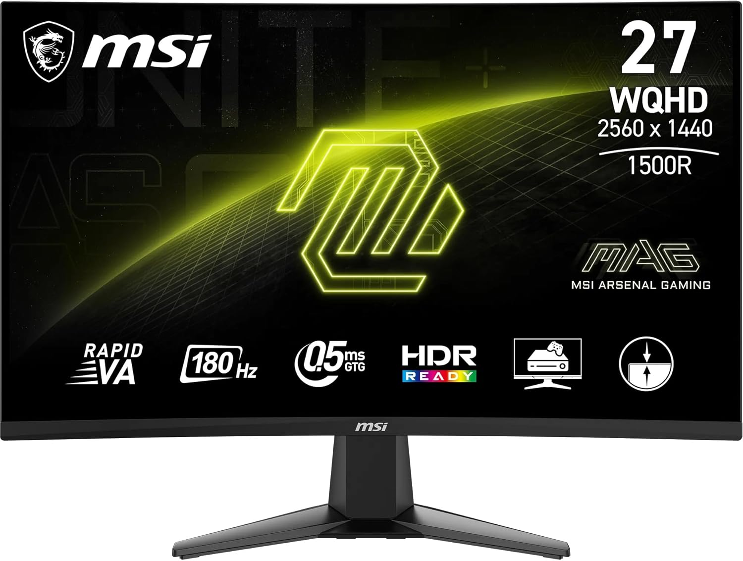 MSI MAG 274QRFW 27 Inch WQHD Gaming Monitor - 2560 X 1440 Rapid IPS Panel, 180 Hz - 1Ms Gtg, 123Percentage Srgb Colour Gamut, Frameless Design, Displayhdr 400 - Displayport 14A, HDMI 20B