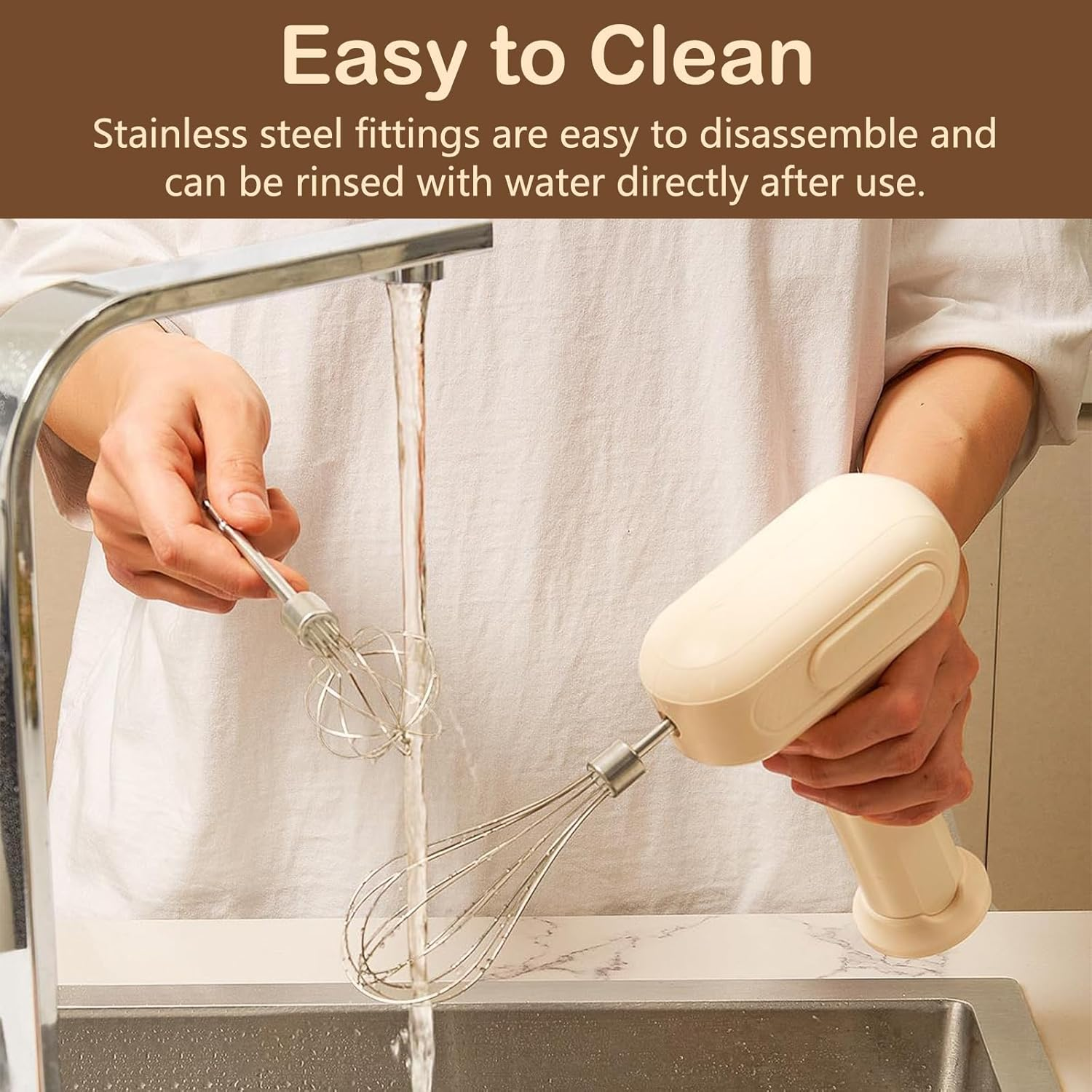 Stainless Steel Mixer Attachments Set - Includes Beaters, Dough Hooks & Whisk for Kitchenaid & Hand Mixers - Ideal Kitchen Accessory for Effortless Mixing, Blending and Whisking - 3 Piece Set image number 3