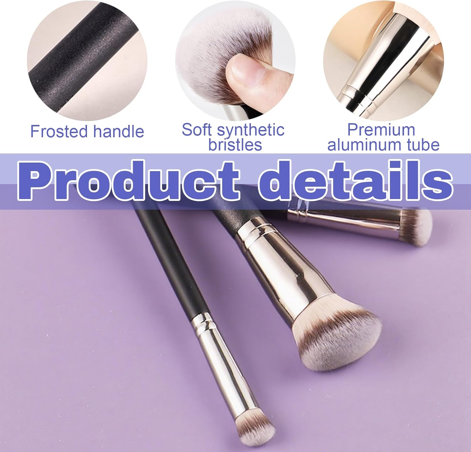 Hrenvaxil 3Pcs Makeup Brush Set, Slanted Foundation Brush & Angled Concealer Brush for Cream & Powder - Perfect for Liquid, Foundation, Concealer, Buffing, Stippling & Blending image number 6