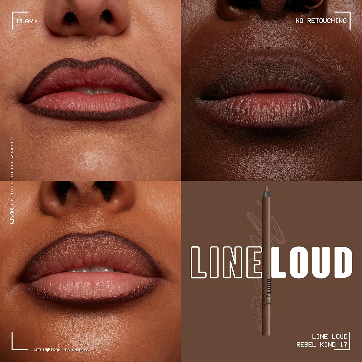 NYX Professional Makeup Lip Liner, Matte Finish, Kiss- and Colourfast as Well as Smudge-Proof, Long-Lasting, Line Loud, 17 Rebel Kind image number 5