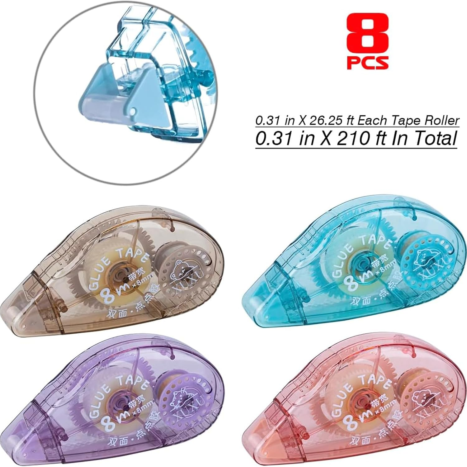 8 Pack Double Sided Tape Roller Glue Tape Roller Double-Sided Adhesive Tape Runner, for Crafting,Photo,Cards,Journal image number 1