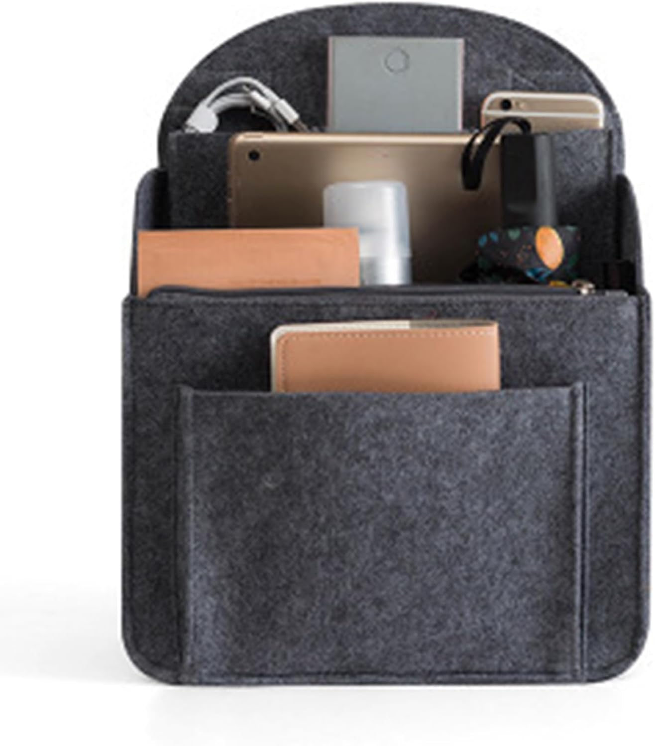 [Xinsheinelry] Rucksack Women Purse Insert Bag Organizer Backpack Small Divider Shoulder Handbag Large Felt Pocket Travel Backpack Organizer, Gray (Dark Gray), 大きい image number 6