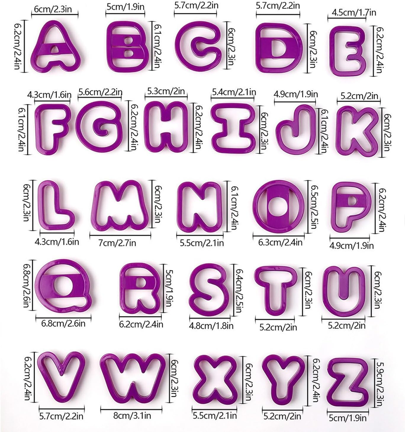 26Pcs Large Alphabet Cookie Cutters Plastic A-Z Letter Biscuit Fondant Cutters Mould for DIY Sugarcraft Biscuit Pastry Baking (Alphabet)