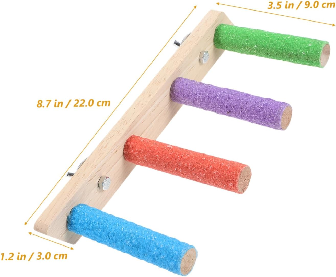 Milisten Parrot Climbing Ladder and Claw Grinding Perch Stand, Bite-Resistant Wood Plaything with Four-Section Ladder, Bird Cage Accessory for Budgerigars and Small Parrots, Indoor Playground Toy image number 3