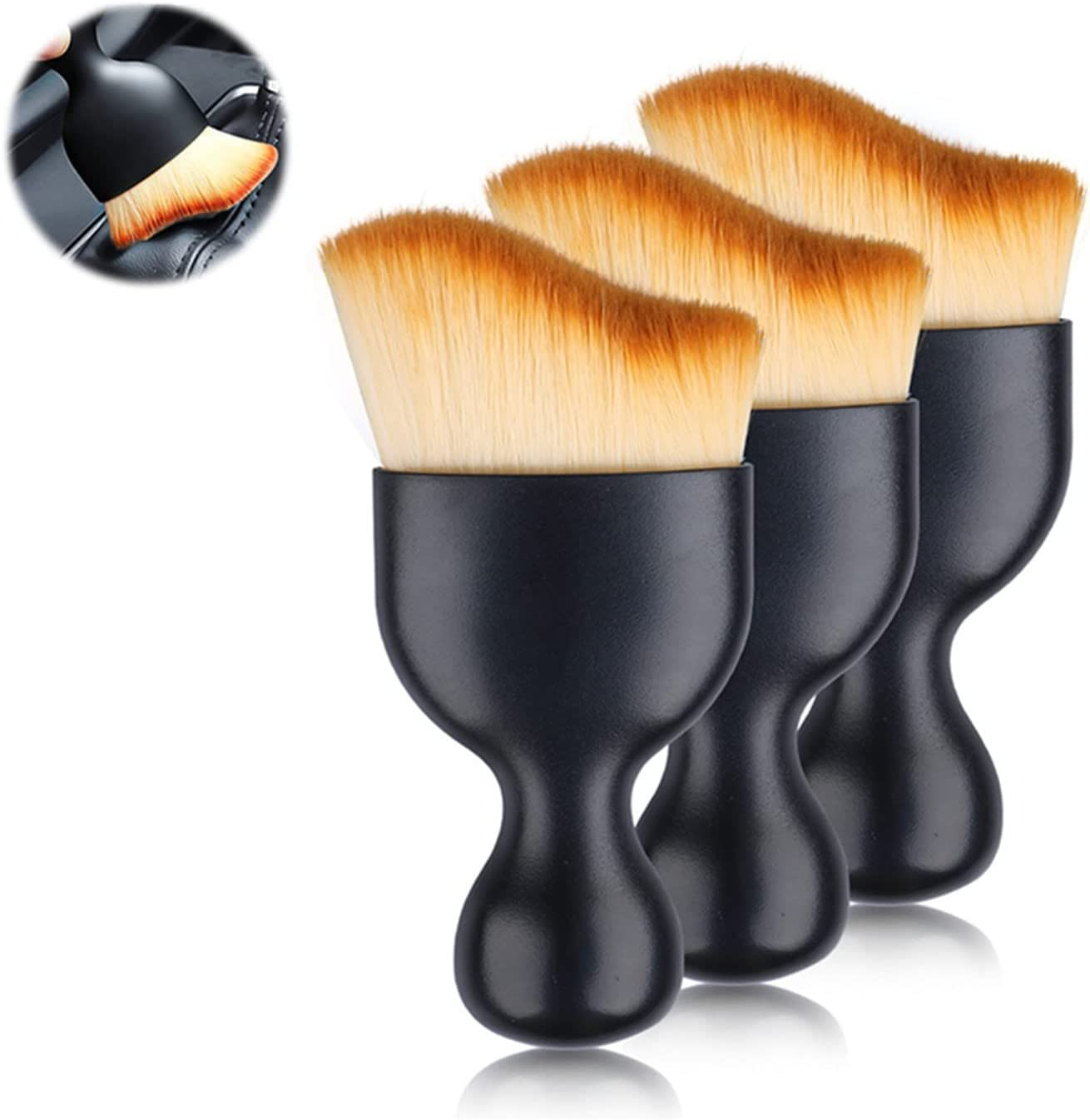 Car Detailing Brush, Car Cleaning Brushes, Car Interior Cleaning Tools Brush, Soft Bristles Detailing Brush, Dust Removal Brush, Dirt Dust, Clean Brushes for Car (Pack of 3) image number 3
