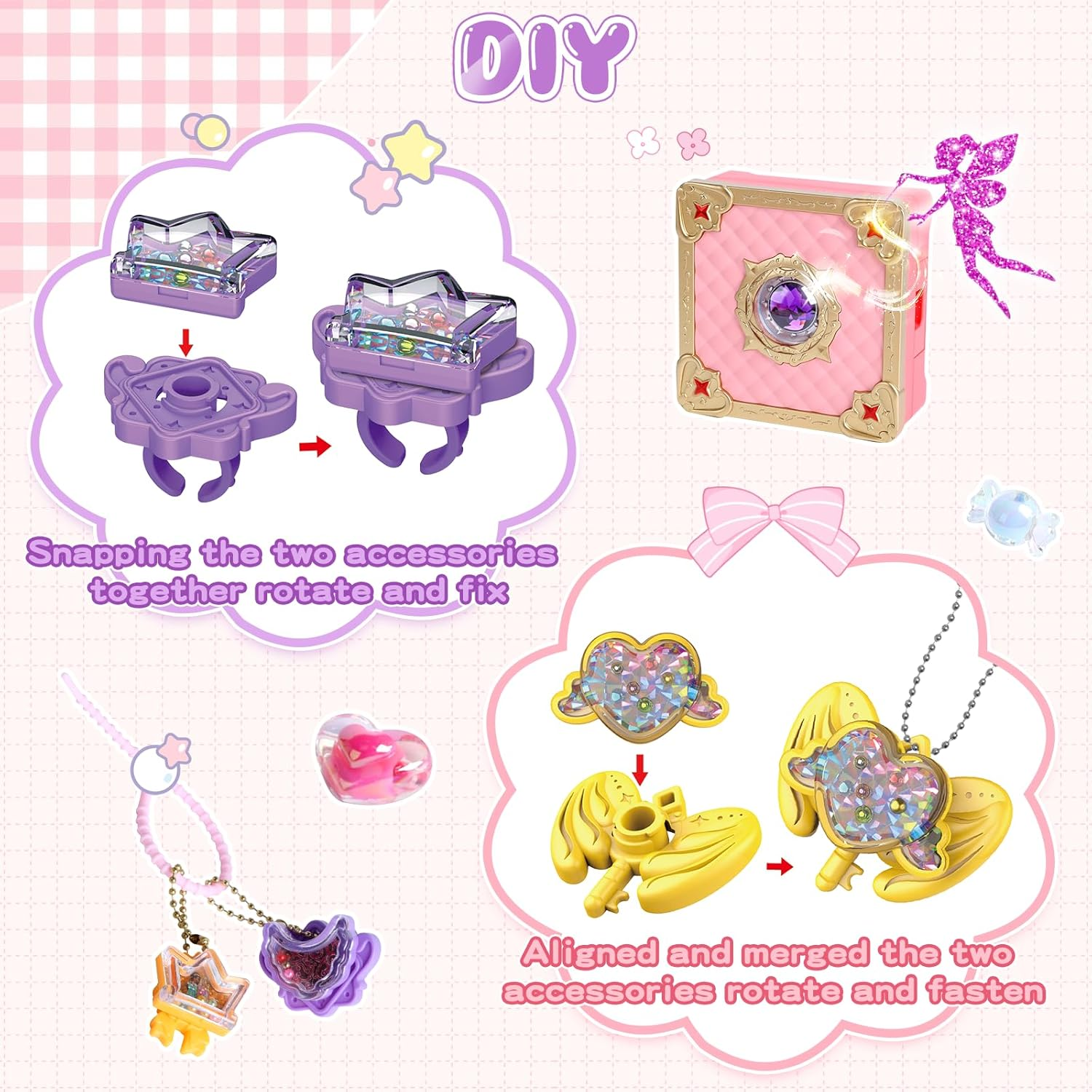 Bracelet Making Kit for Girls 146 Pcs,Girl Toys Magic Jewelry Making Kit with Beads,Pendants and Stickers to Make Bracelets,Necklaces,Rings, Girls Birthday Gifts DIY Kits for Kids Girls Toys Age 6+ image number 4