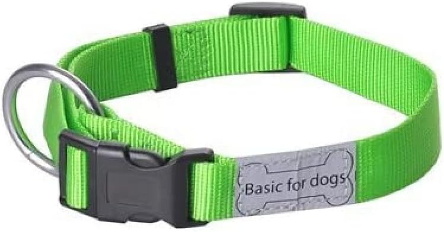 Wouapy Basic Line Collar for Dog, 20 Mm Width, Neck Size 39/60 Cm, Green