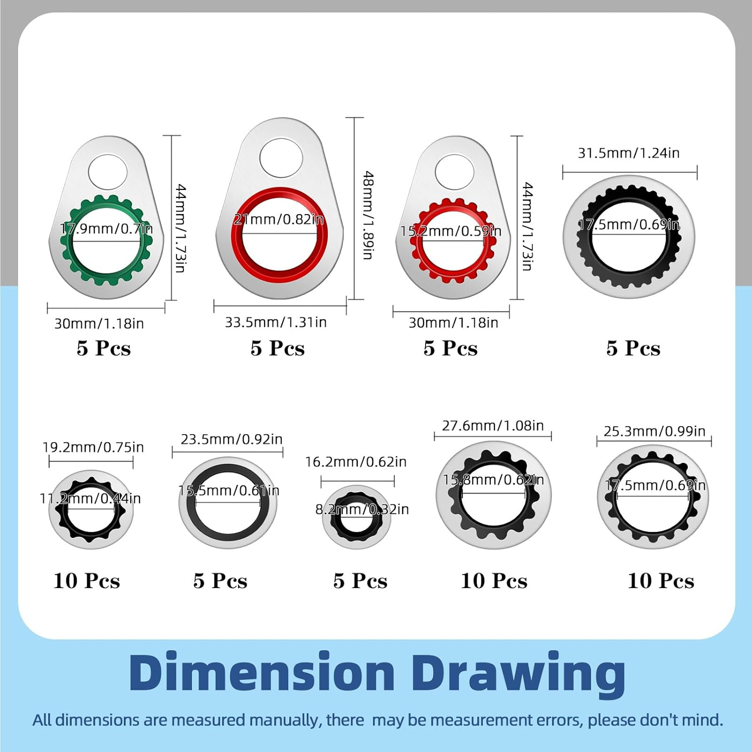 Glarks 60Pcs Air Conditioning Compressor Port Seal Washer Kit, BC-6004 BC-6005 BC-6001 BC-6003 BC-6002 BC-6003A BC-6010 BC-1700219 BC-6009 AC Port Seal Washer Kit, A/C Compressor Seal Washers Kit