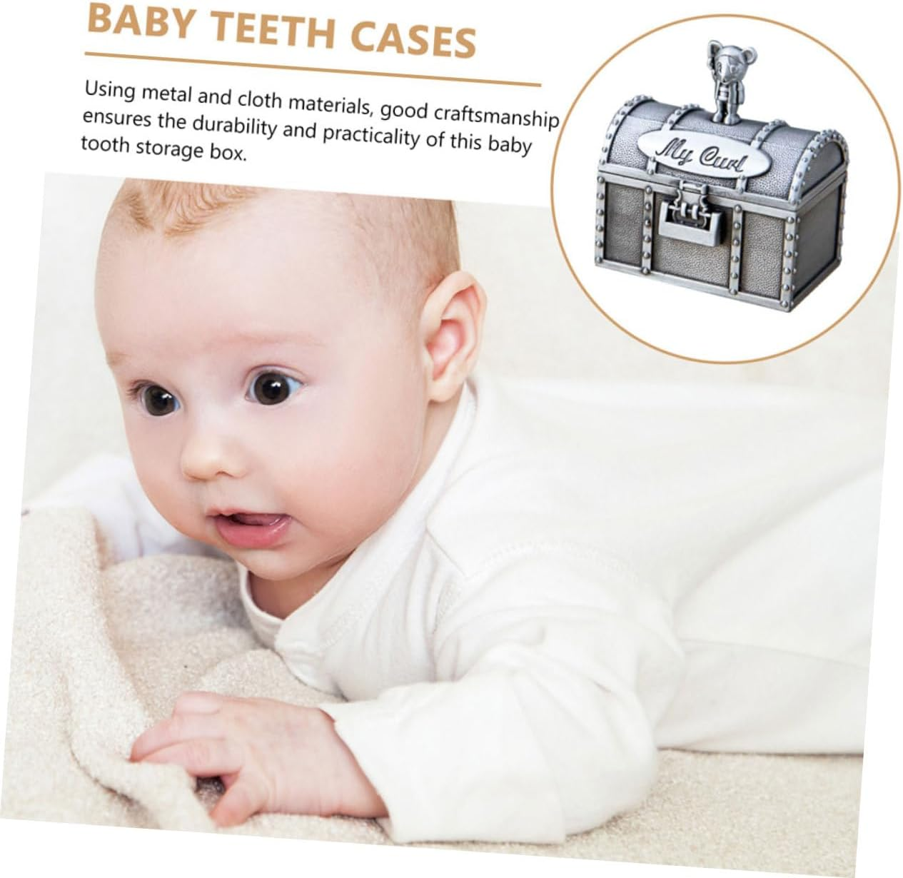 2Pcs Baby Teeth Keepsake Box and Curl Storage Containers for Boys and Girls Tooth Curl Boxes Secure Closure Suitable For image number 4