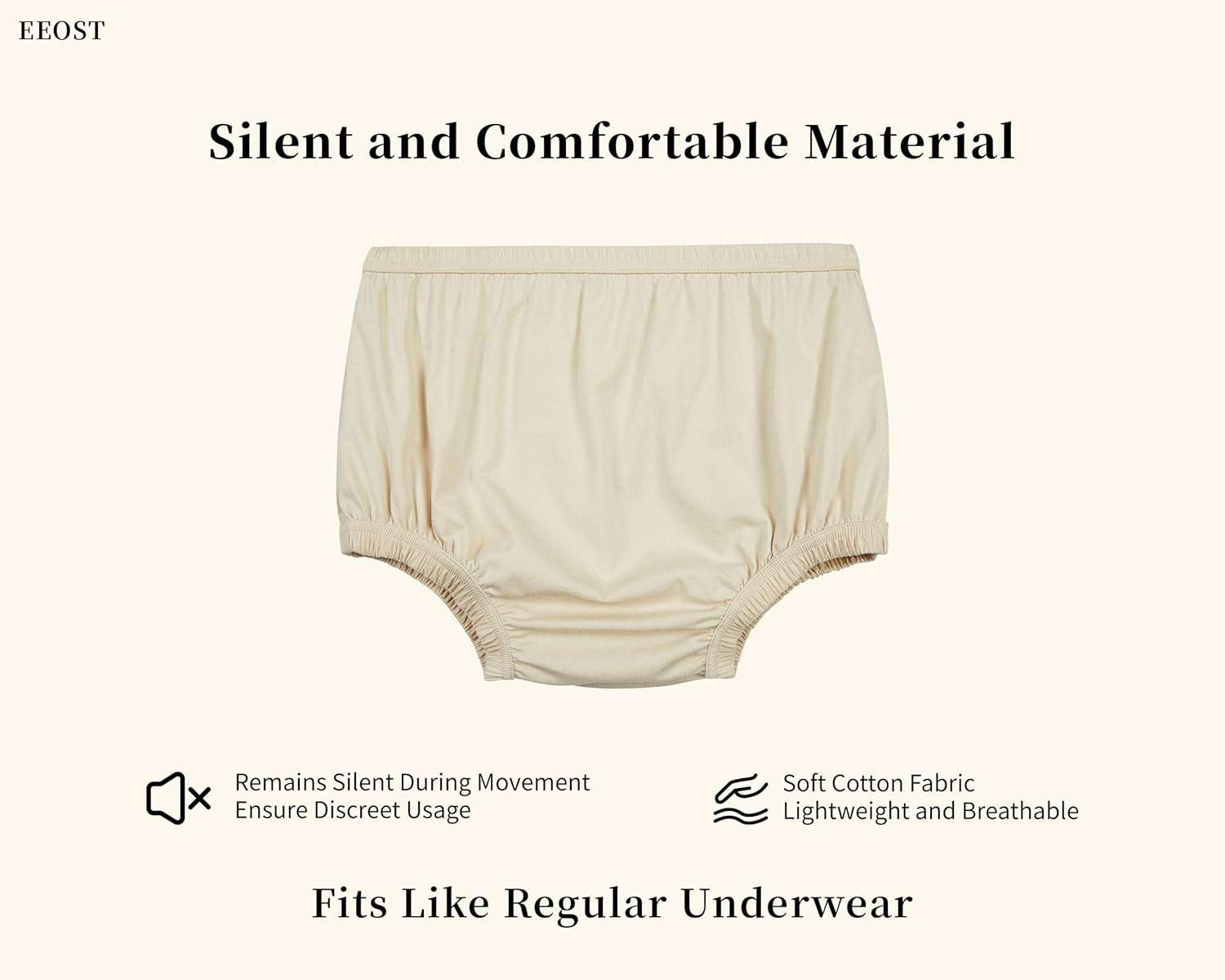 Adult Diaper Cover Silent Waterproof Plastic Rubber Pants for Incontinence Leak Protection with Light Absorbent Layer (Beige, Xxx-Large) image number 6