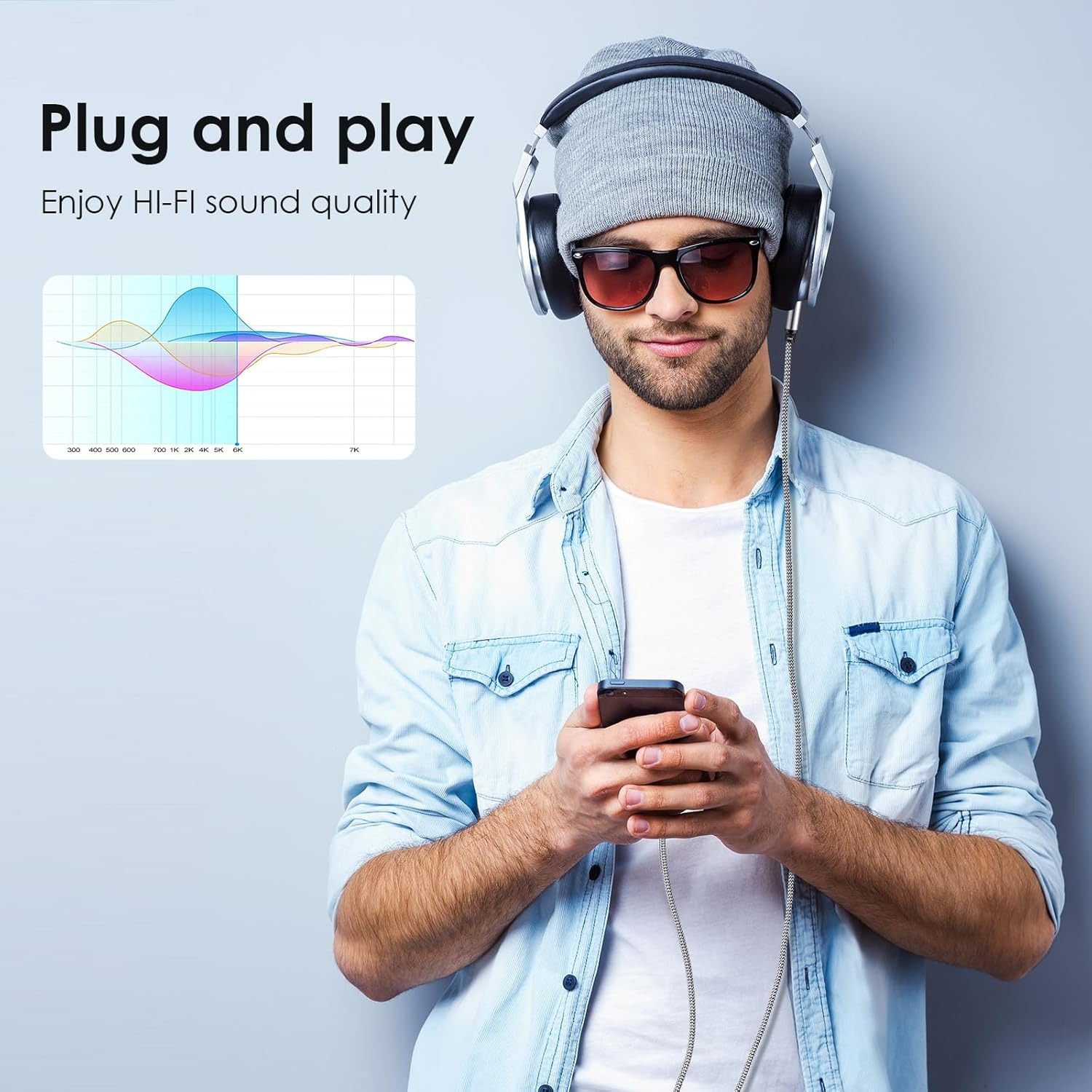 SAISN 3.5Mm Audio Aux Cable - 2 Pack 3Ft Nylon Braided Hi-Fi Stereo Audio TRS Cable for Car Home Stereos, Headphones, Speakers, Laptops, Grey image number 2