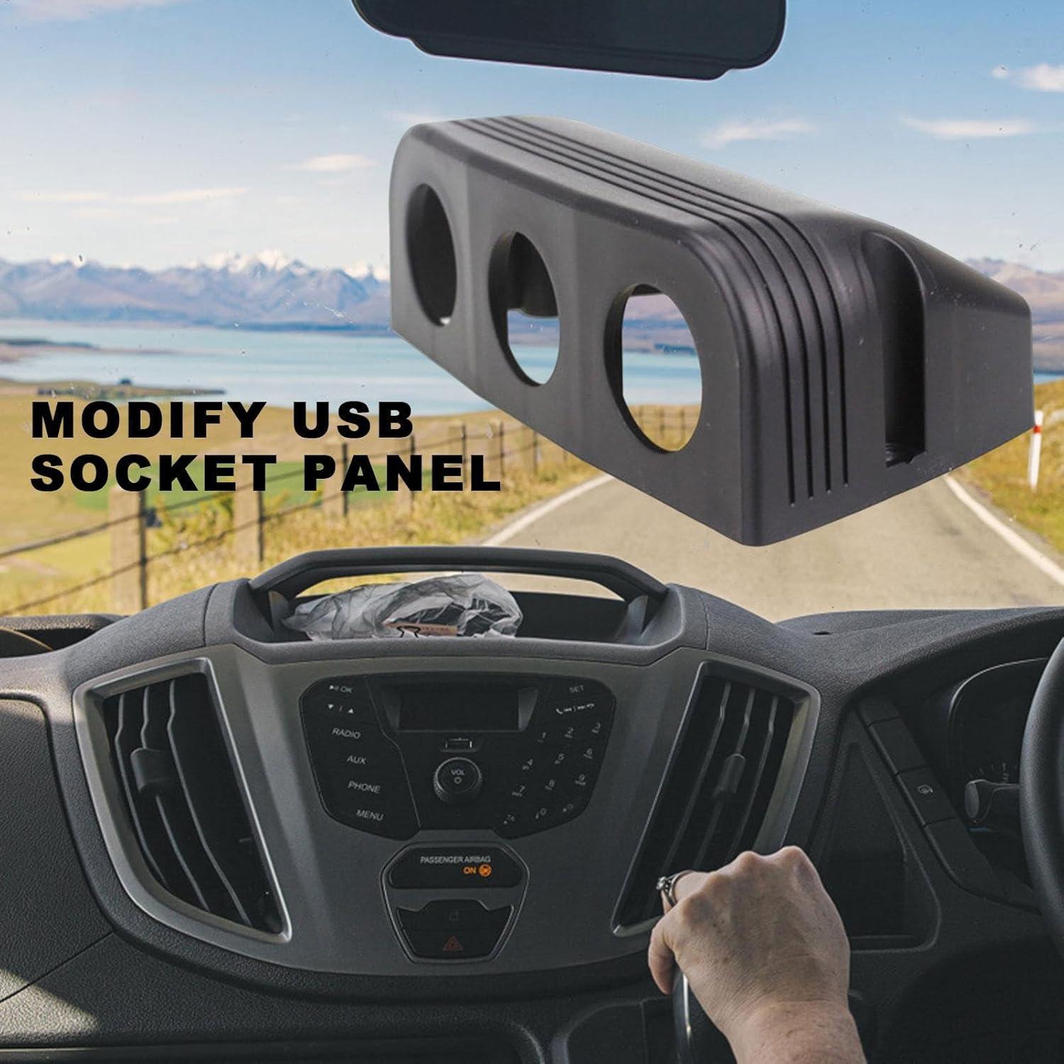 USB Charger Socket Panel | Multi-Function Power Outlet Panel | Car Marine Voltmeter Port | 12V Charging Station | USB Power Interface for Truck RV Boat Vehicle - Three Holes image number 2