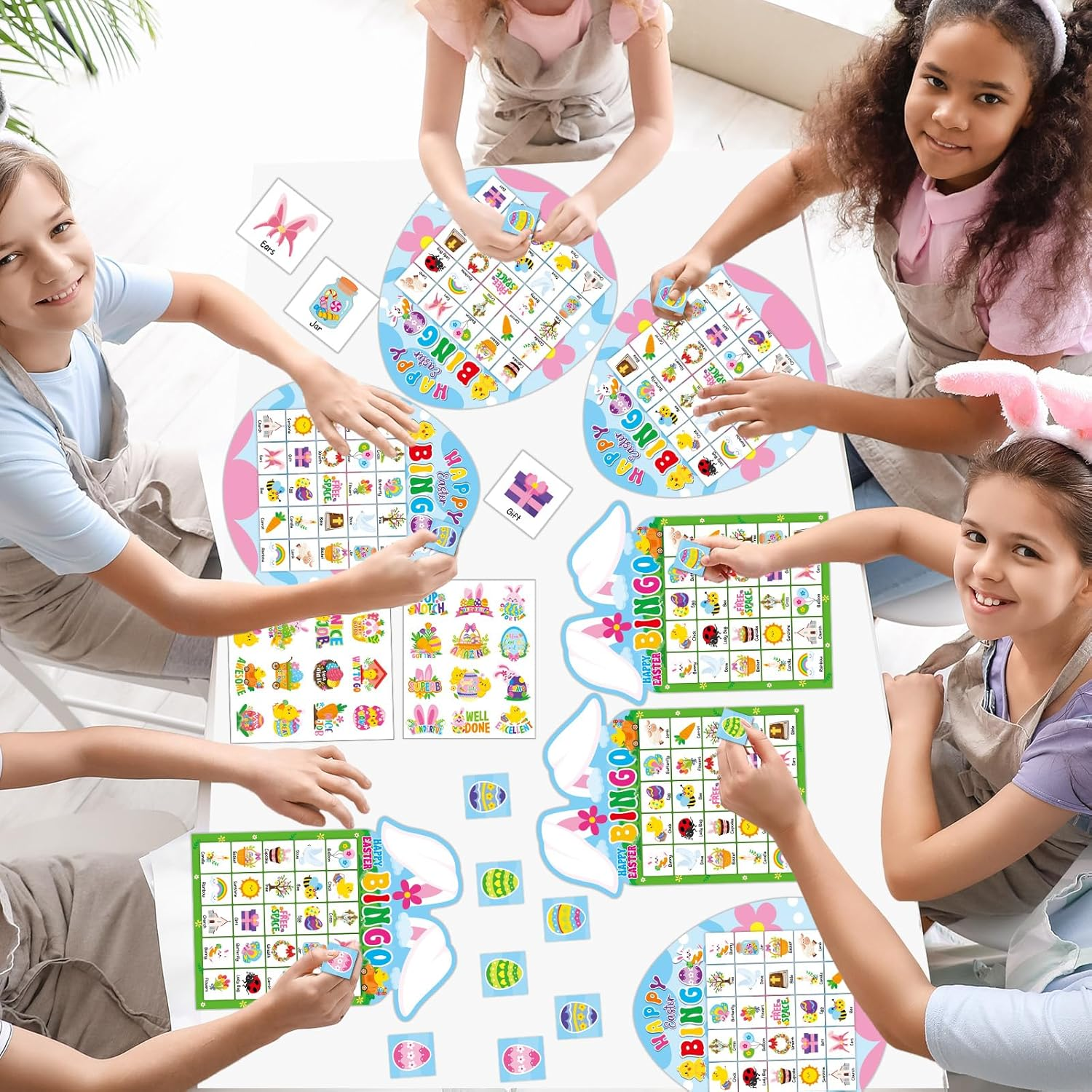 39Pcs Easter Bingo Game for Adults 24 Players Easter Bunny Egg Shape Bingo Game Cards with Reward Stickers for Family Friends Students Large Group Activities Happy Easter Spring Party Favors Gift image number 5