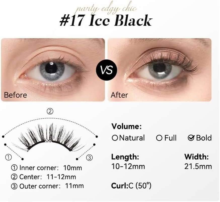WOSADO Soft Magnetic Eyelashes Kit with Applicator, [No.17 Ice Black] Reusable Glue-Free Wispy Magnetic Lashes, Cruelty-Free False Lashes, Waterproof, Lightweight, Suit for Heavy Makeup image number 2