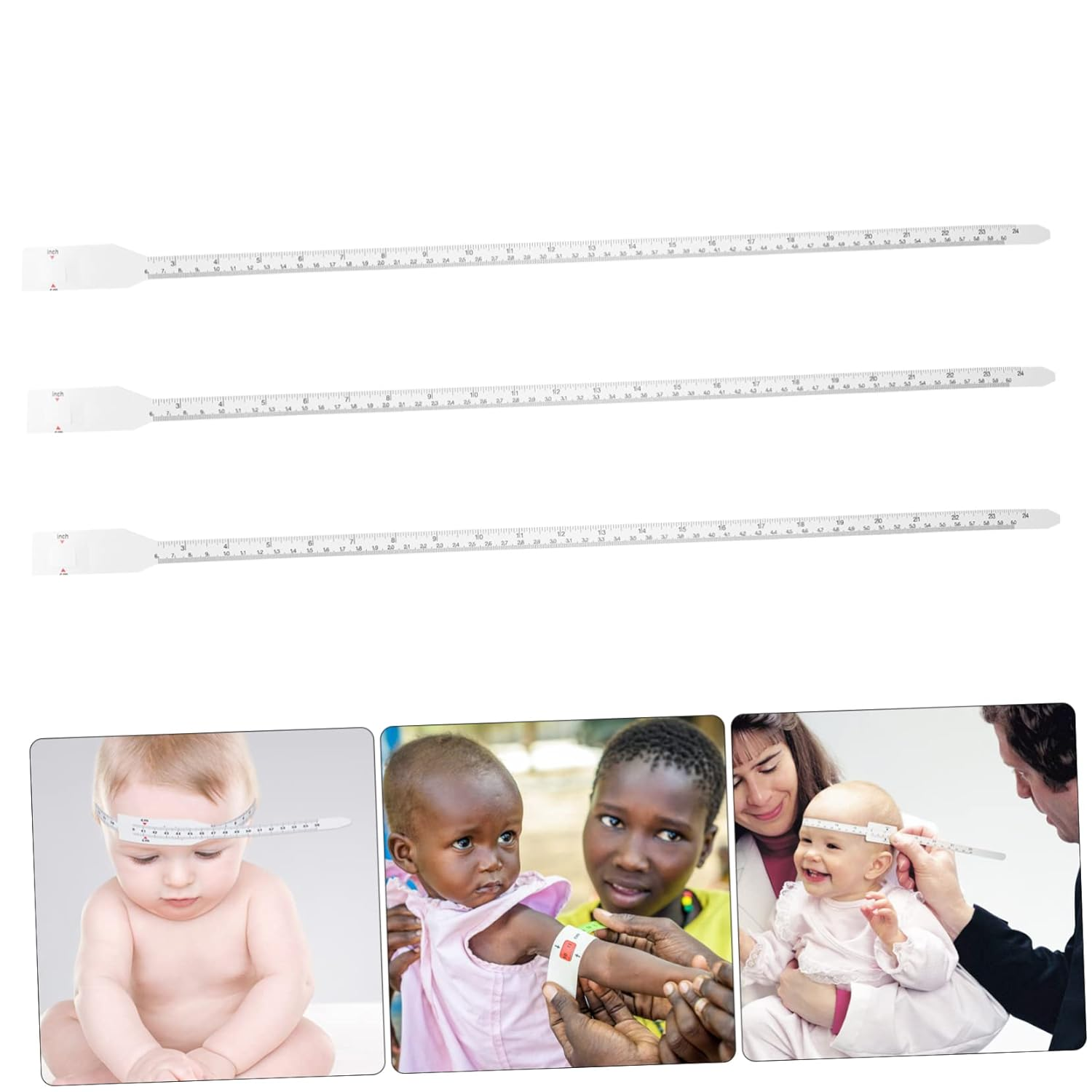 ARTIBETTER Infant Head Circumference Ruler 60Cm Measuring Tape 3 Pack Pp Material Inches Cm Marked Washable Reusable for Boys and Girls