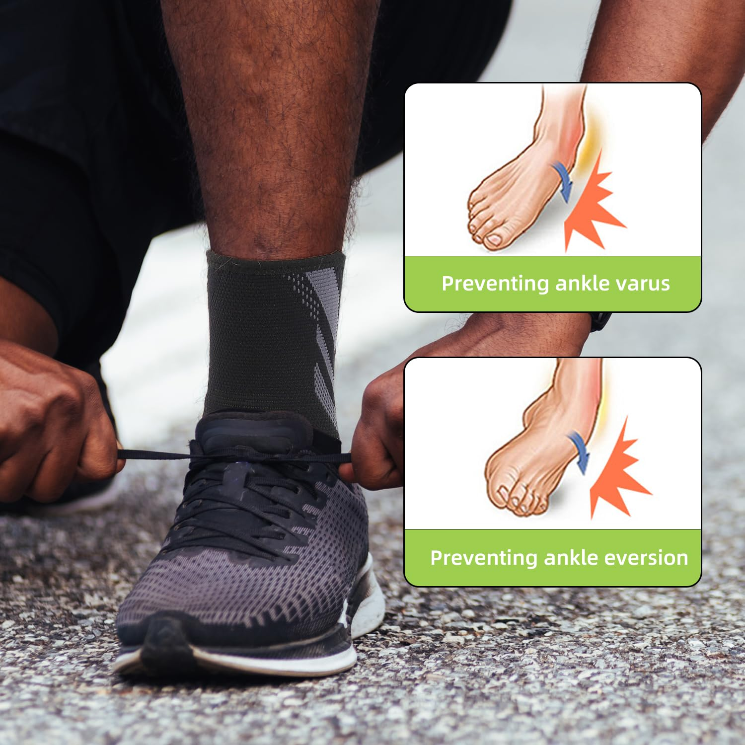 Ankle Support, Ankle Brace Compression Sleeve, Plantar Fasciitis Socks for Ligament Damage & Sprained Ankle, Relieves Achilles Tendonitis, Unisex (1Pairs) (XL) image number 6