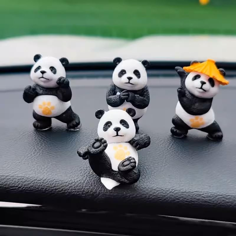 8Pcs Miniature Panda Figurine with 10Pcs Bamboo Resin 2Inch Mini Animals Landscape Decoration for DIY Fairy Garden Dollhouse Bonsai Craft Accessories Birthday Party Cake Topper image number 1