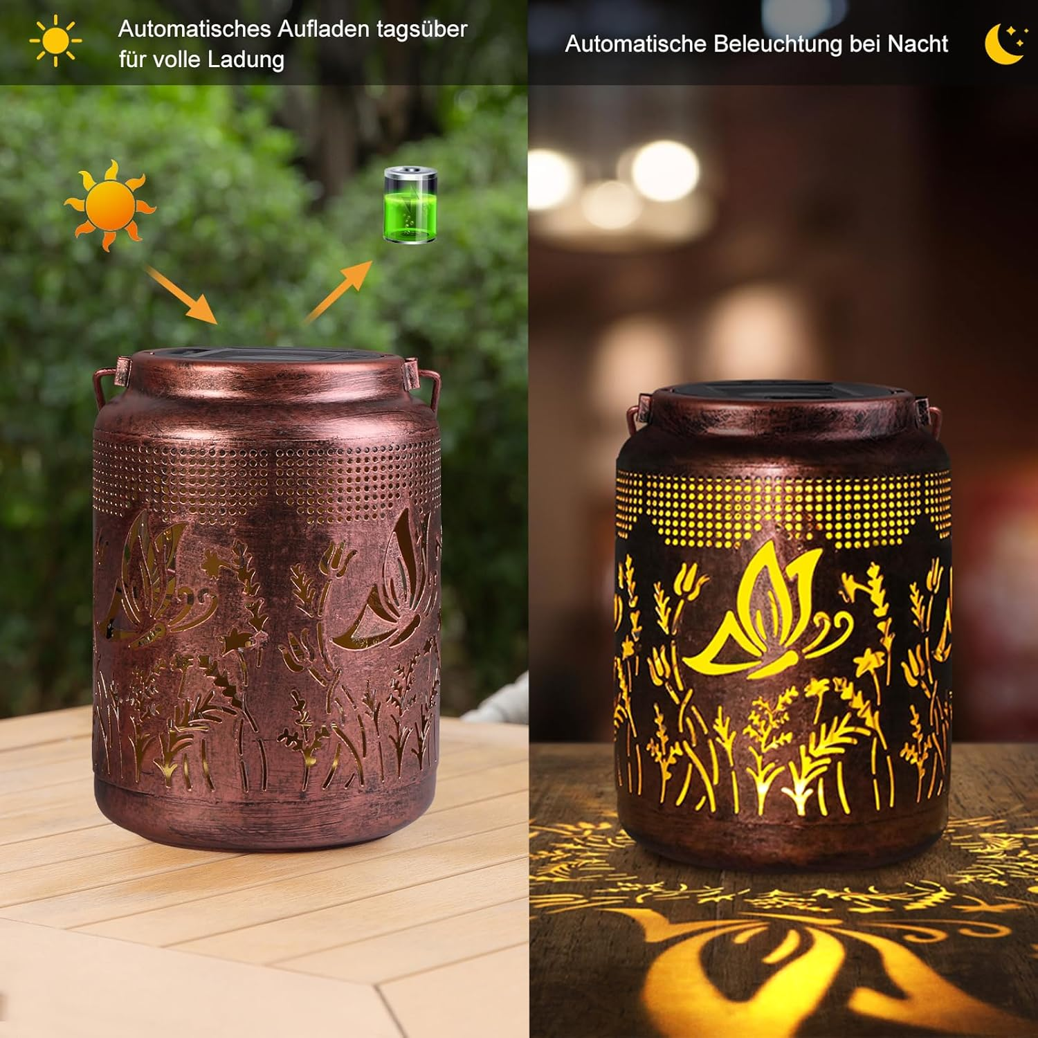 Butterfly Gifts for Women Mum Mother'S Day Solar Lanterns for Outdoors, Hanging Solar Lights for Outdoor Garden, Weatherproof Solar Lights Garden for Balcony, Patios, Table Decoration - Birthday Gifts