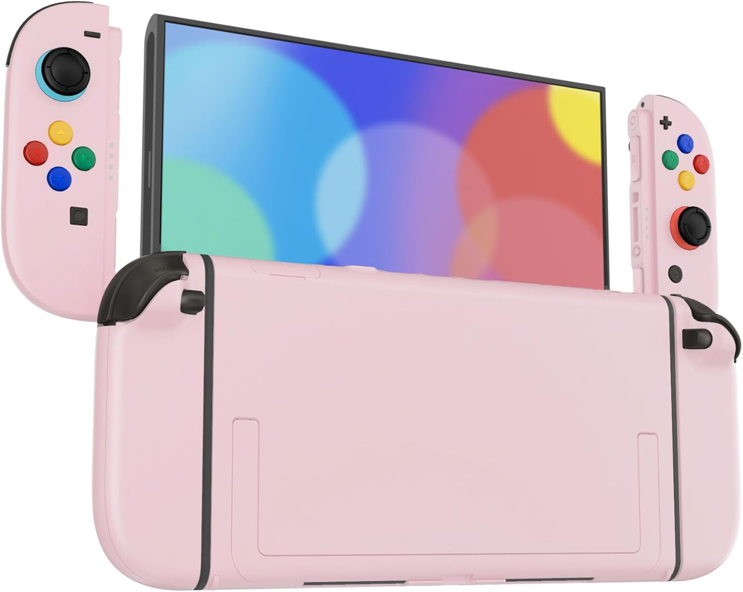 Extremerate DIY Replacement Shell Buttons for Nintendo Switch 2, Full Set Rear Back Plate Controller Housing with Button for Switch2 Handheld Console & Joycon 2 - Deluxe Version - Cherry Blossoms Pink - New Hope Gray image number 3