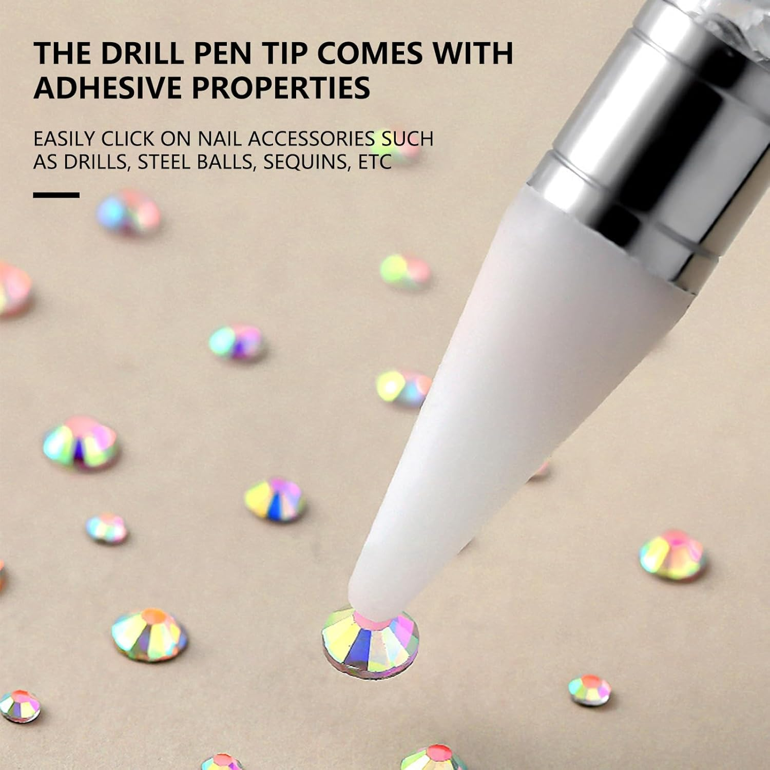 Taoluwin Diamond Nail Art Pen, Double Heads Point Drill, Self-Stick Wax Tip, Diamond Painting Pen with Protective Cap for Rhinestones Gems, Reusable Drill Tool image number 6