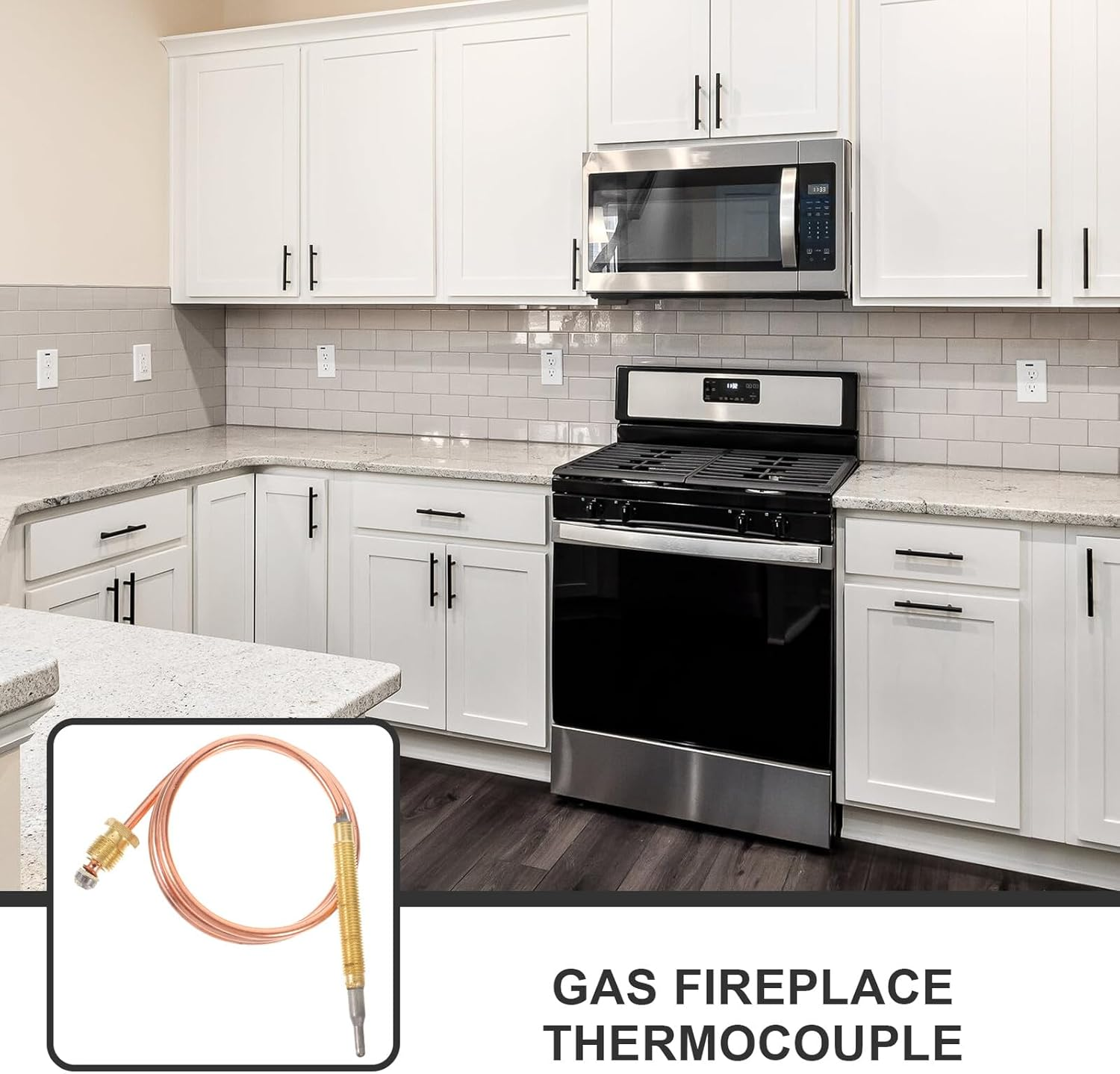Gadpiparty Fireplace Thermocouple Temperature Sensor for Stove Oven BBQ Grill Replacement Threaded Thermocouple Probe for Precise Temperature Control and Safety Protection