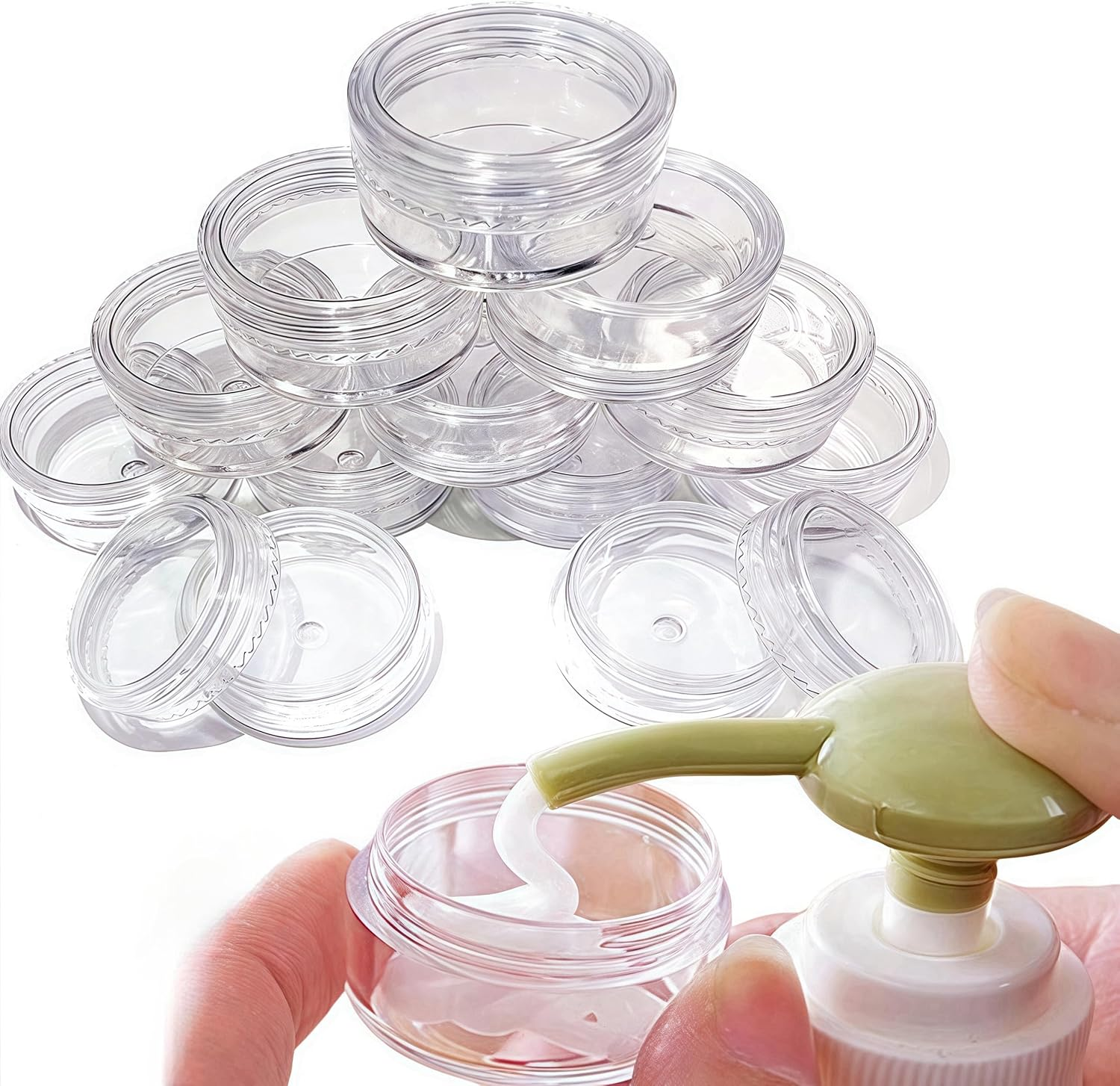 Wizefolk 50 Pcs Sample Containers with Lids,2.5 Gram Clear Sample Jars,Empty Lip Balm Containers with Lids,Small Makeup Travel Containers for Makeup,Lotion,Eye Shadow,Powder,And Lip Balms image number 2