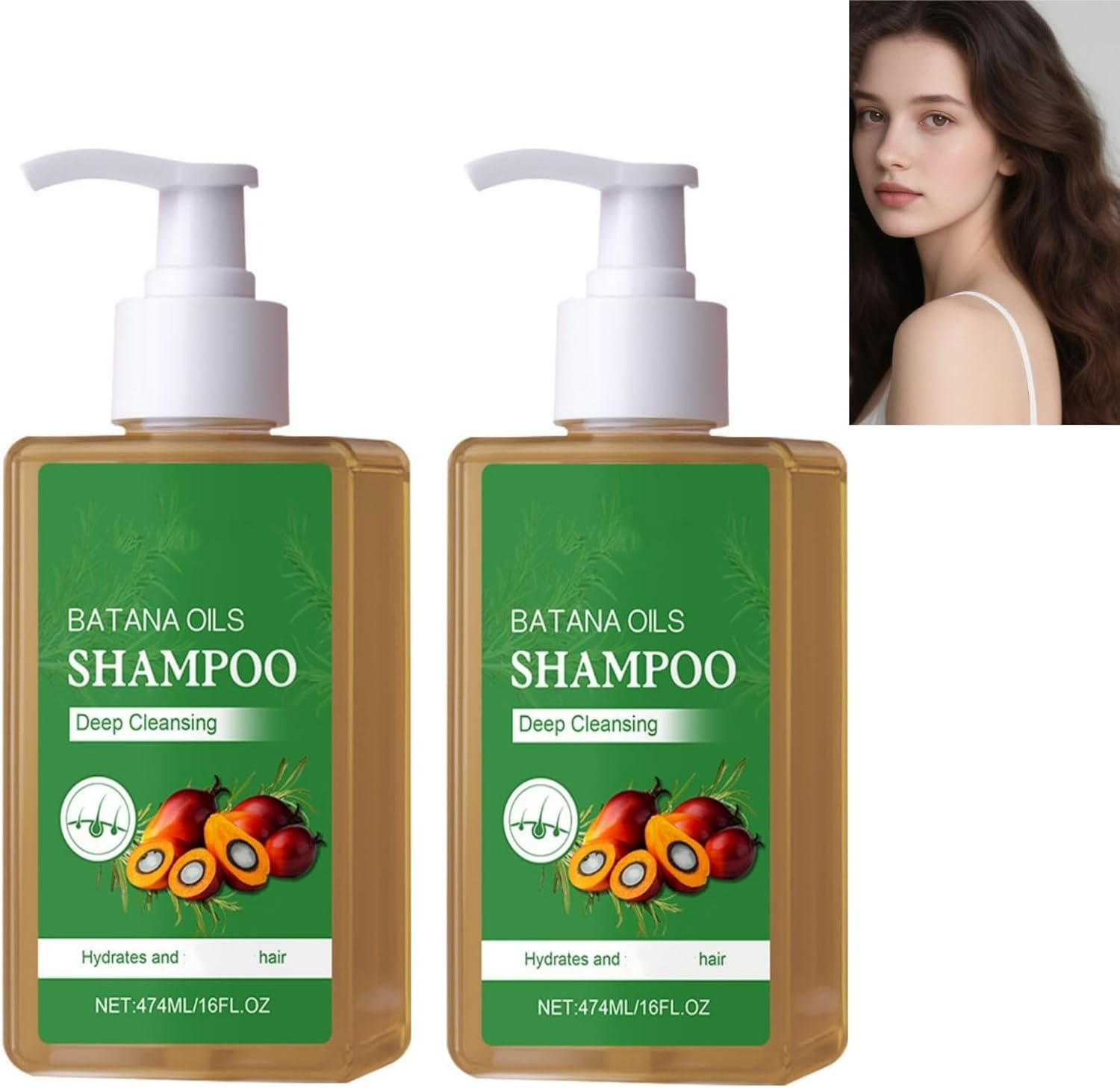 Batana Oil Shampoo,Smoothing - Lightweight, Moisturizing & Restoration,Adds Shining & Softness,Strengthening, Deep Scalp Moisturization for Dry, Damaged, Thinning Hair & Split Ends (2PCS)