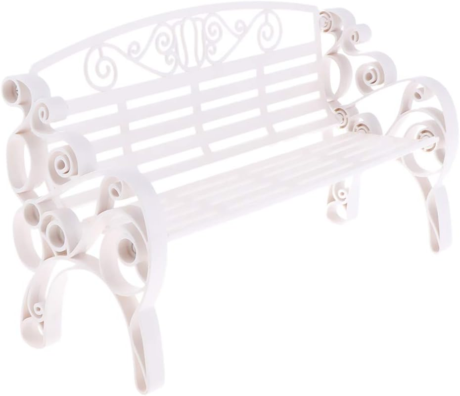 F Fityle Dollhouse Furniture 1:6 Scale Miniature Modern Styled Garden Patio Park Bench Garden Decor - White, as Described image number 4