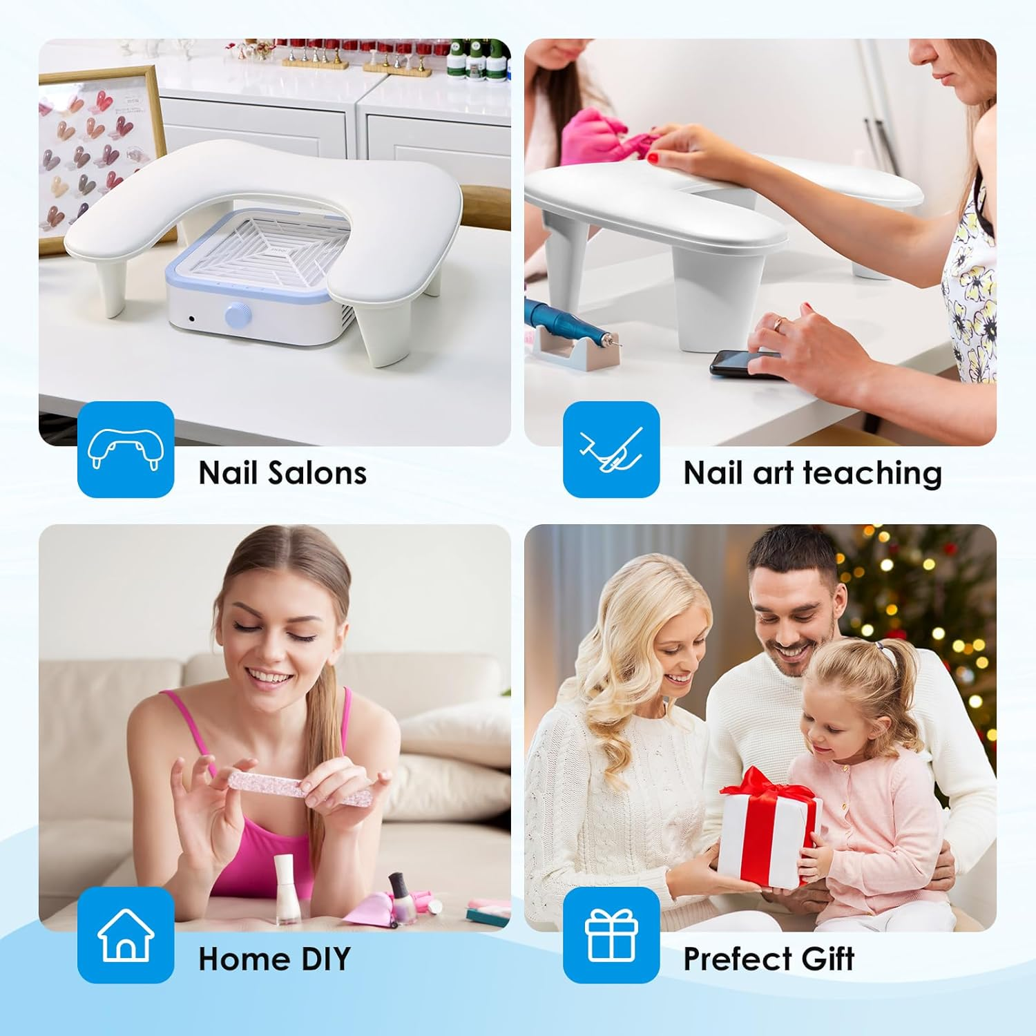 LIONVISON Arm Rest for Nails Tech U Shaped - Comfortable Manicure Nail Hand Rest Pillow Cushion, Nail Armrest Stand for Acrylic Nail Art Tech, Quick Installation, White - Grey image number 7