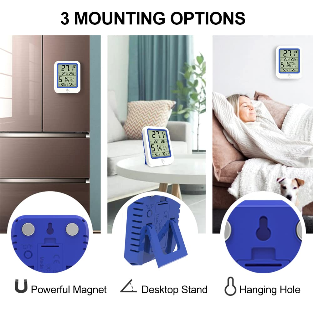 KEWO Digital Hygrometer Indoor Thermometer Humidity Gauge with Large Backlit LCD Screen image number 6