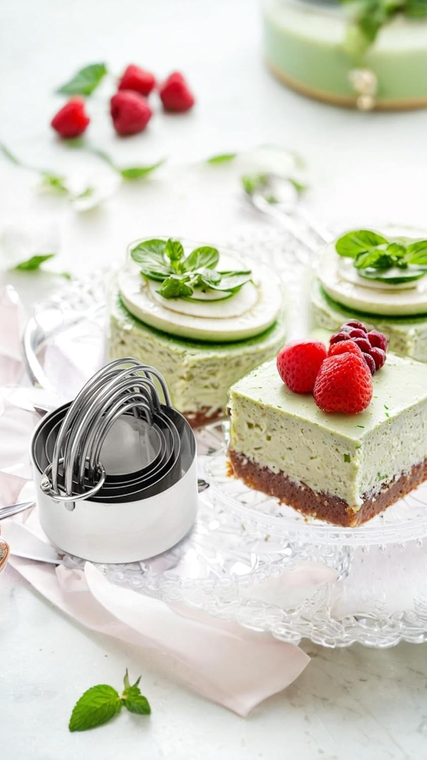 Stainless Steel Circle Biscuit Cutter Set - Professional round Cookies Mold with Ring Handle for Baking, Pastry, and Doughnut Creations image number 6