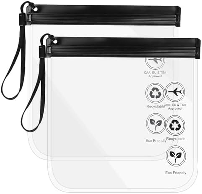 Clear Travel Toiletry Bag - (20X20Cm) Leakproof Liquid Bags for Airports, Waterproof Cosmetic & Makeup Organizer Pouch - 2 Pack Black for Carry-On Luggage (2 Black) image number 4