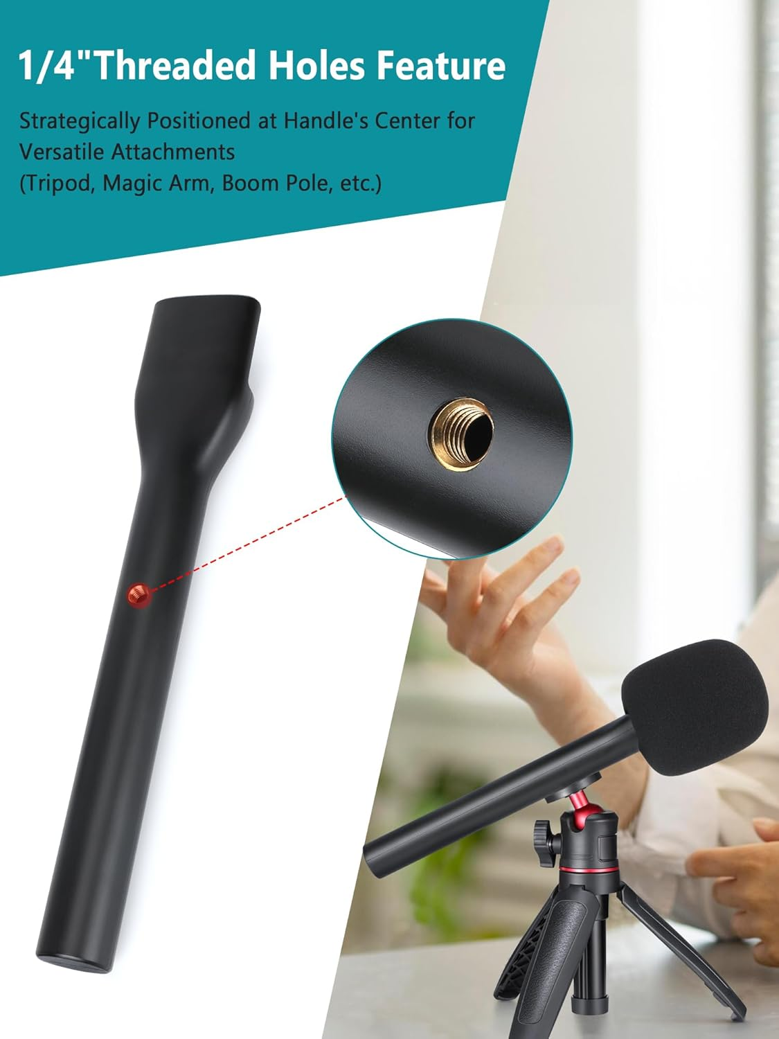 YOUSHARES Mic Holder for DJI Mic Mini, Handheld Interview Microphone Stand for DJI Mini Mic, Handle Adapter for Wireless Lavalier Microphone for Live Streaming, Vlogging, Etc image number 2