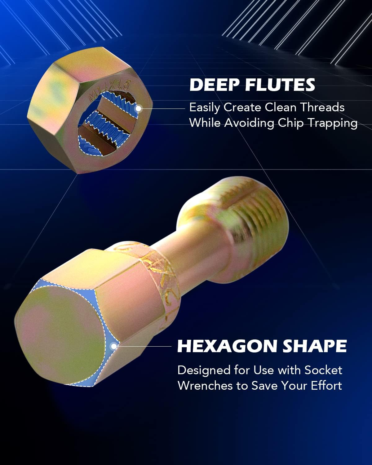 Orion Motor Tech 15 Piece Metric Thread Chaser Set, Master Thread Repair Kit Includes 7 Taps 7 Dies 1 Thread File, Universal Rethreading Kit Thread Restorer Tool Set in M6 M8 M10 M12 Sizes image number 5