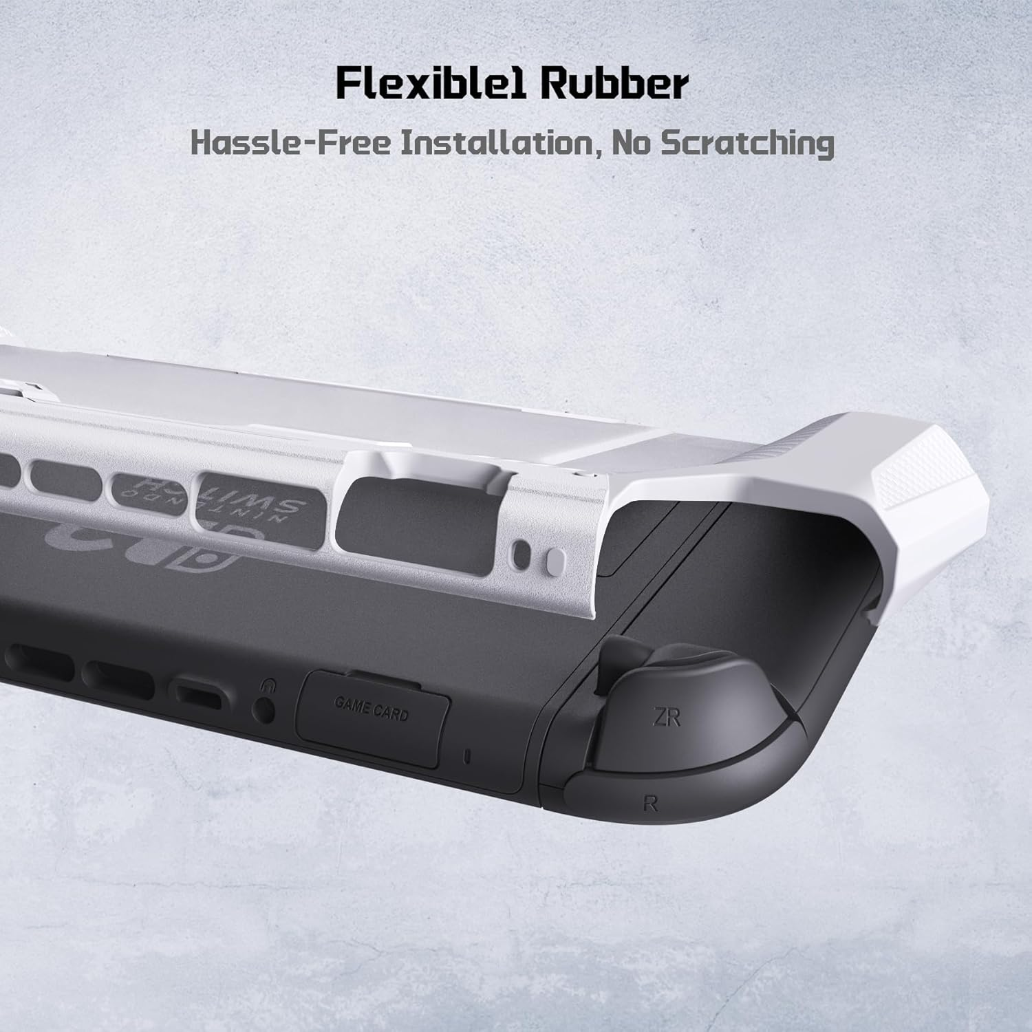 Playvital Meteor Protective Case for Nintendo Switch 2, Dockable Ergonomic Non-Slip TPU Grip Cover with Thumb Grip for Switch 2, Shockproof Anti-Scratches Protector - White image number 2