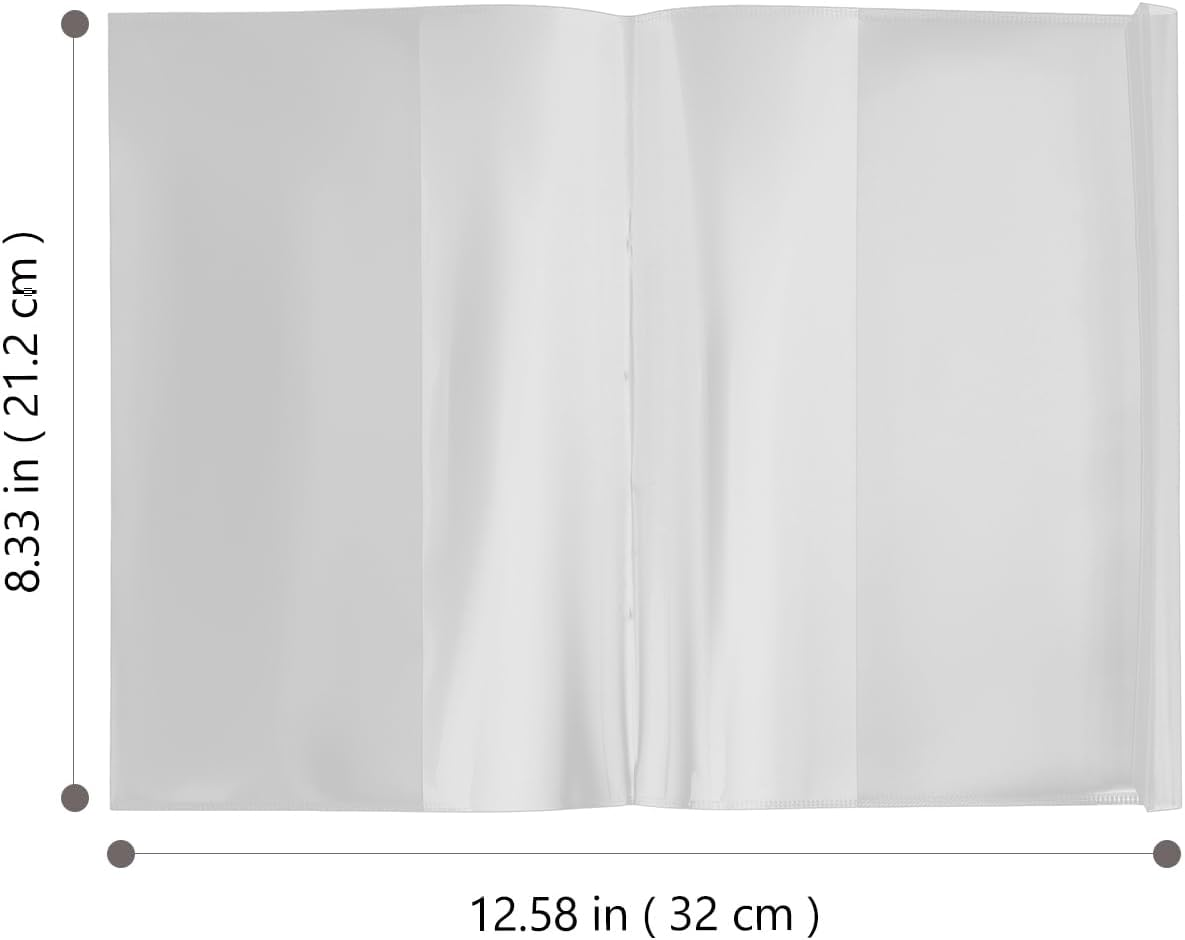 TEHAUX Clear Book Protective Cover - A4 Size Transparent Book Sleeve Adjustable Width Waterproof Plastic Cover for Textbooks and Paperbacks