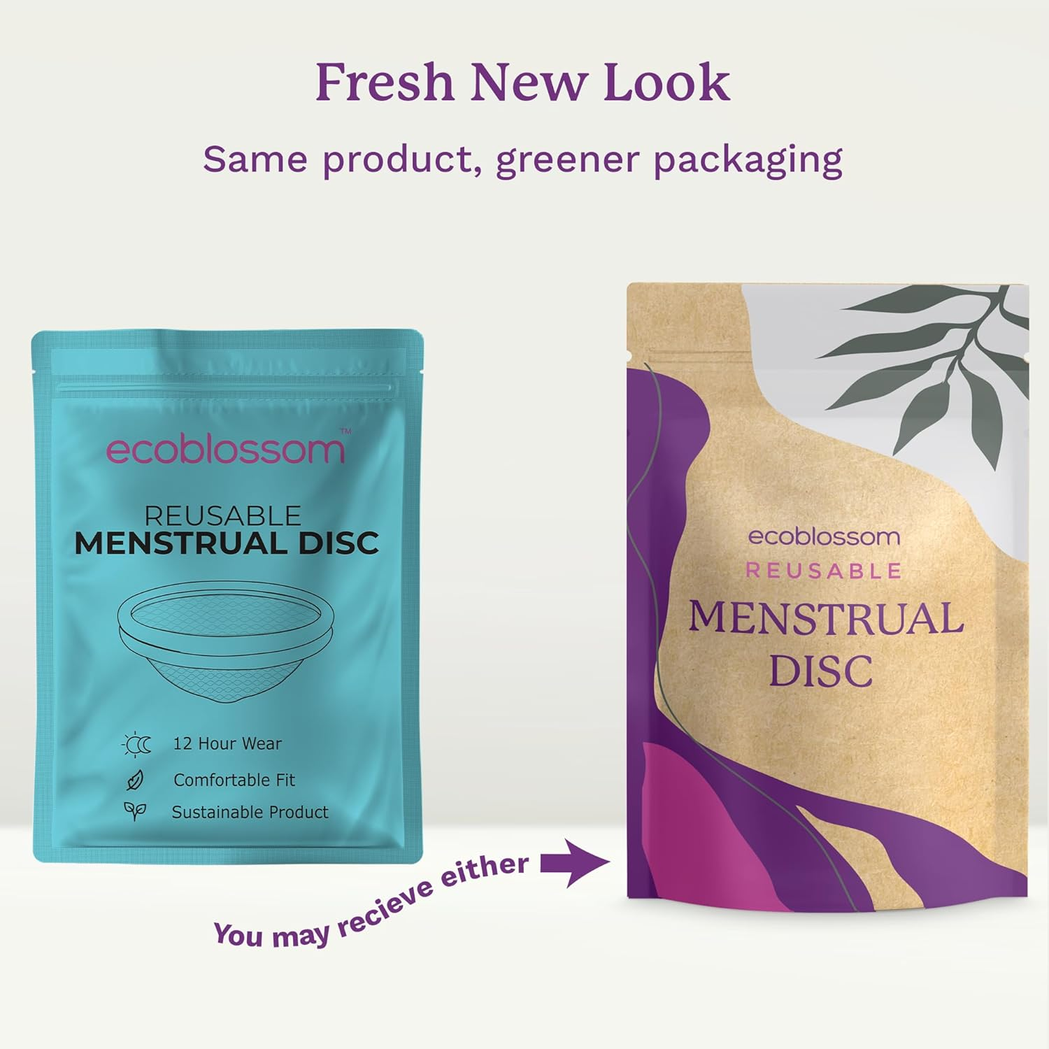 Ecoblossom Reusable Menstrual Disc - Large Menstrual Cup - Soft Period Disc for Women Designed with Flexible, Medical-Grade Silicone Period Cup (Large, Cyan)