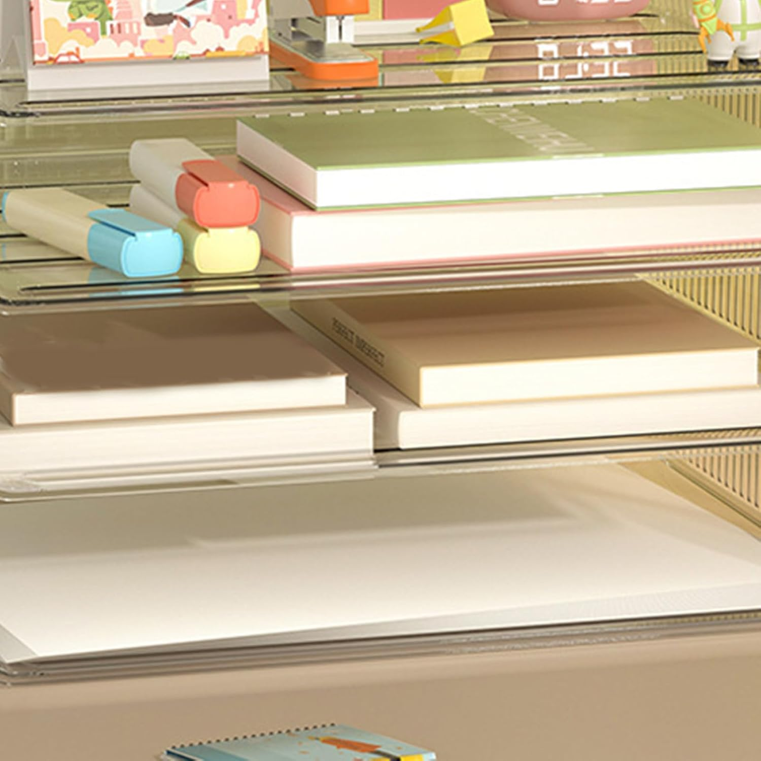 Paper Tray Desk Trays Letter File Stackable Wash Office Plastic Storage Desktop Small Book Accessories Organizing Stacking Classroom Shelf Size Stacked Document Box Organizer Tier image number 1