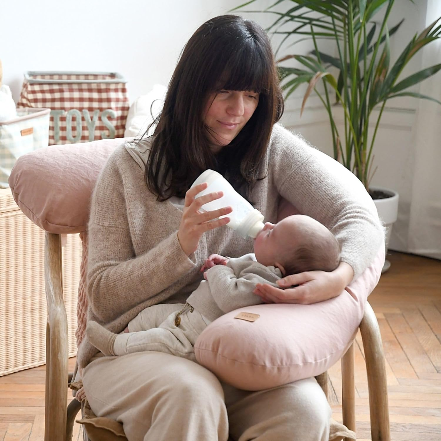 Beaba Big Flopsy Maternity and Nursing Pillow, Print Linen Rose image number 2