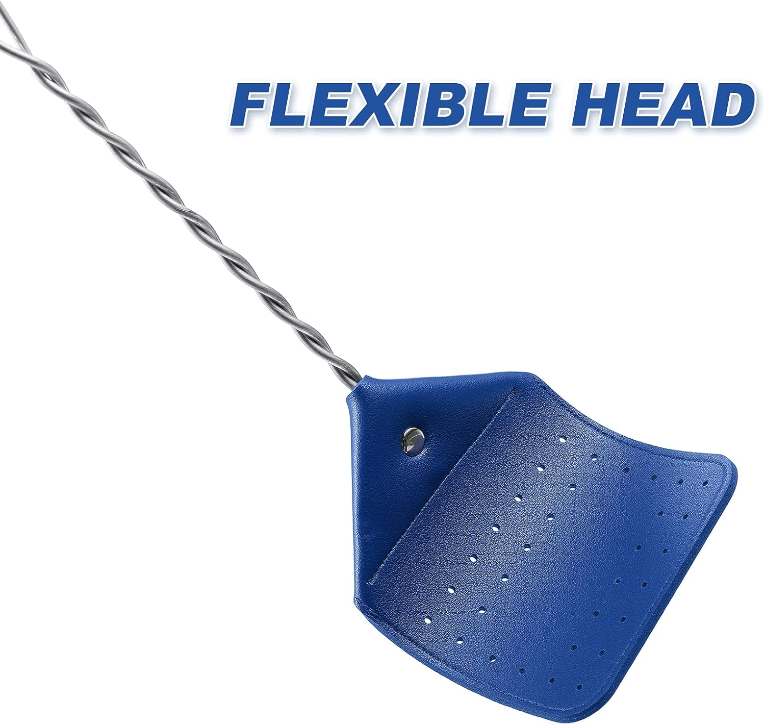 Zopeal 4 Pcs Sturdy Leather Fly Swatter 17 Inch Long Handle Manual Swat Heavy Duty Metal Handle Flyswatter Rustic Fly Swatter for Indoor Outdoor(Royal Blue, Black, Khaki, Dark Brown) image number 3