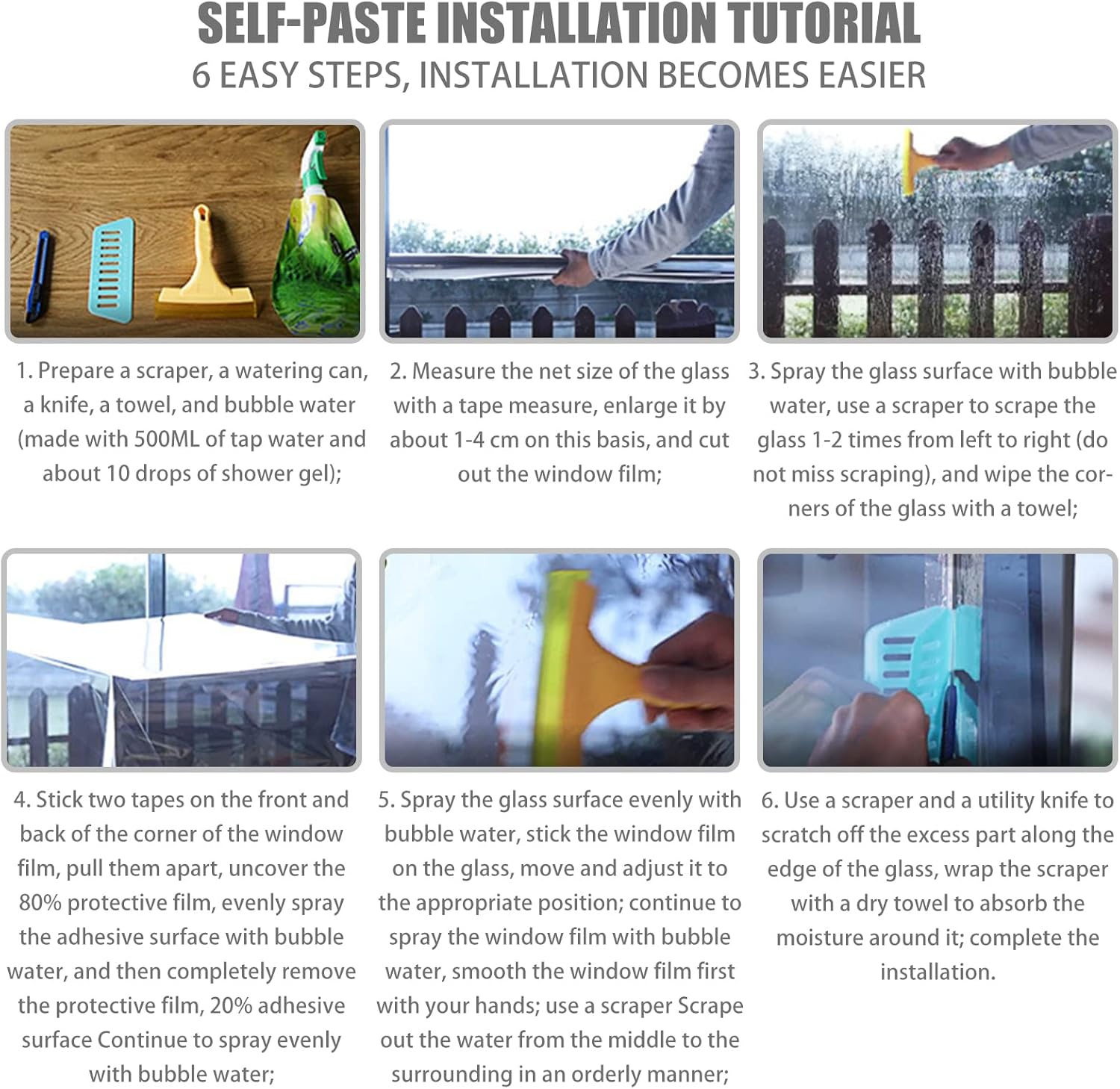 UV Protection Sun Protection Window Tint Film, Privacy Film for Windows Indoor or Outdoor Mirror Film Self-Adhesive Reflective Window Film for Office and Home (Black) image number 4