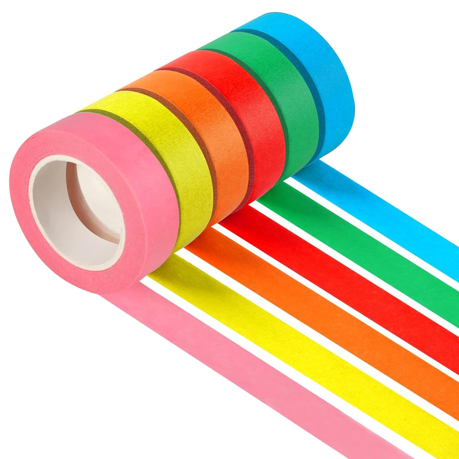 Colored Masking Tape &ndash; 6 Roll Multi Pack &ndash; 66 Feet X 0.6 Inch of Colorful Craft Tape &ndash; Vibrant Rainbow Colored Painters Tape &ndash; Great for Arts & Crafts, Labeling and Color-Coding image number 4