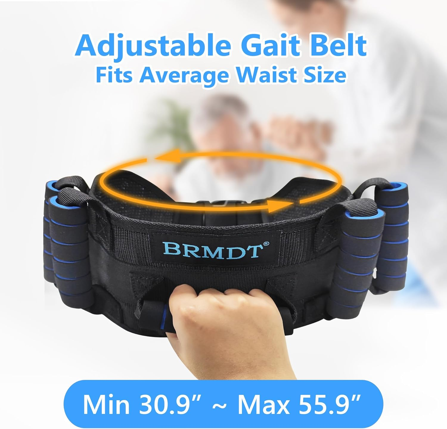 Gait Belt Transfer Belts for Seniors, Gate Belts Medical for Elderly Mobility Limited People Standing & Walking Assist Aid, 5.4" Widened Gait Belt with 7 Soft Handles, Quick Release Buckle