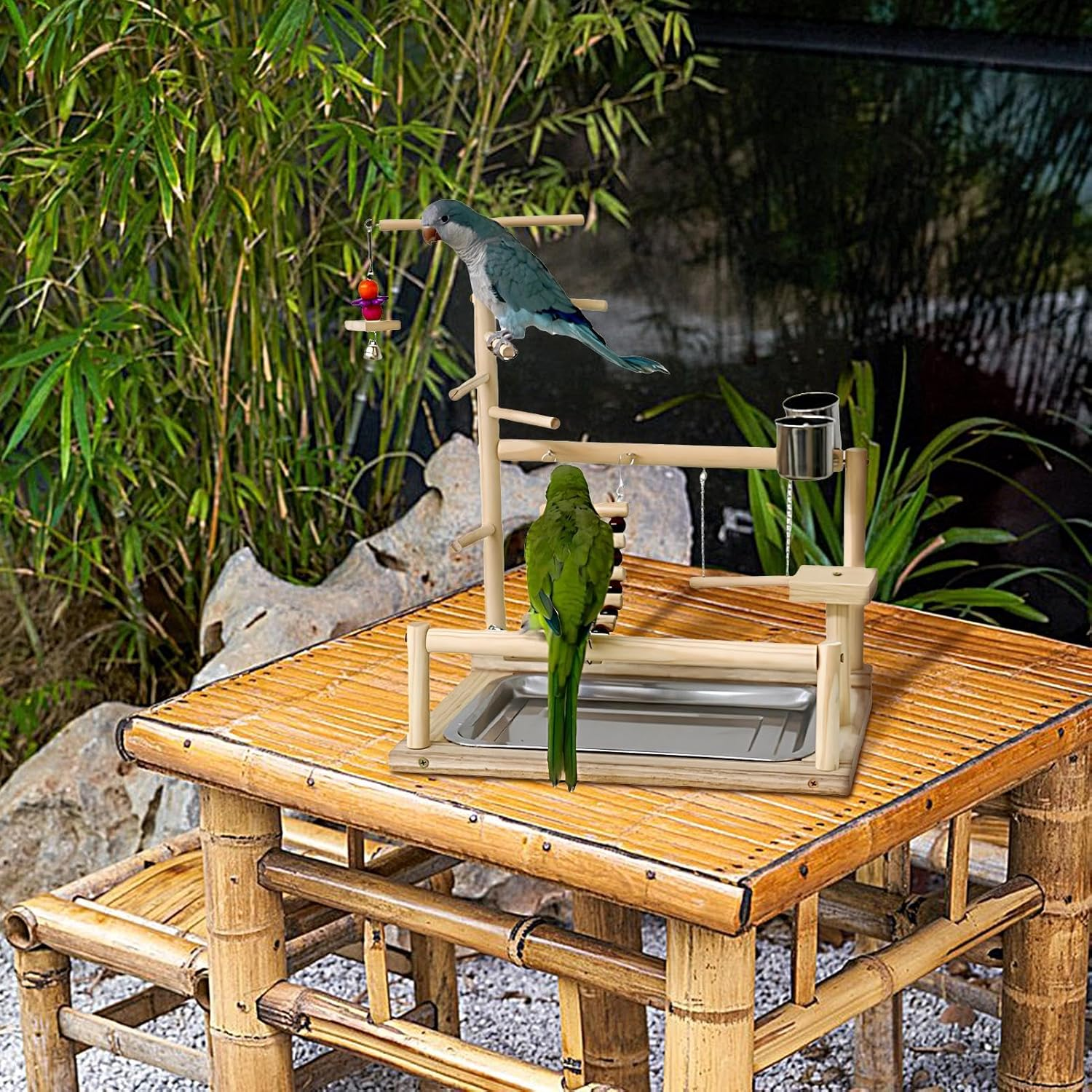 Parrot Perch Stand, Natural Wood Bird Toys, Playground Wood Perch, Bird Perches Stand, Bird Play Gym, Natural Bird Perch, Parrot Play Stand, Wooden Bird Perch, Bird Play Gym for Birds image number 6