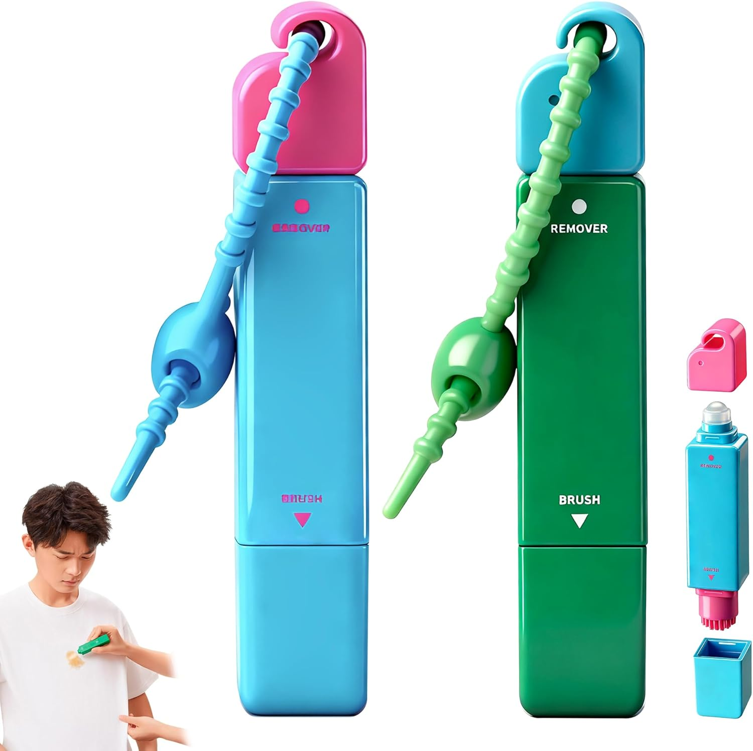 Stain Remover Pen, 2-In-1 Active Eraser & Brush for Clothes, Instant Stain Remover Keychain for On-The-Go Cleaning, Tackles Stubborn Stains & Safe on Fabrics (2-Pack) image number 4