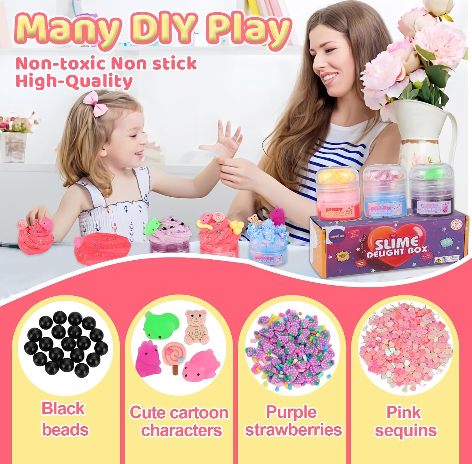 HUPPI BB Slime Kit Colour Changing Sweet Treat Trio - Scented, Stretchy, Fluffy, No Fuss Slime Set for Kids & Teens image number 1