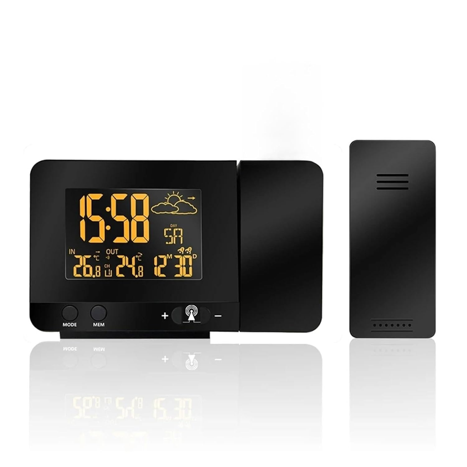 Indoor Outdoor Colorful Change LCD Display Weather Station Radio Control Projection Time Forecast Temperature Sensor image number 4