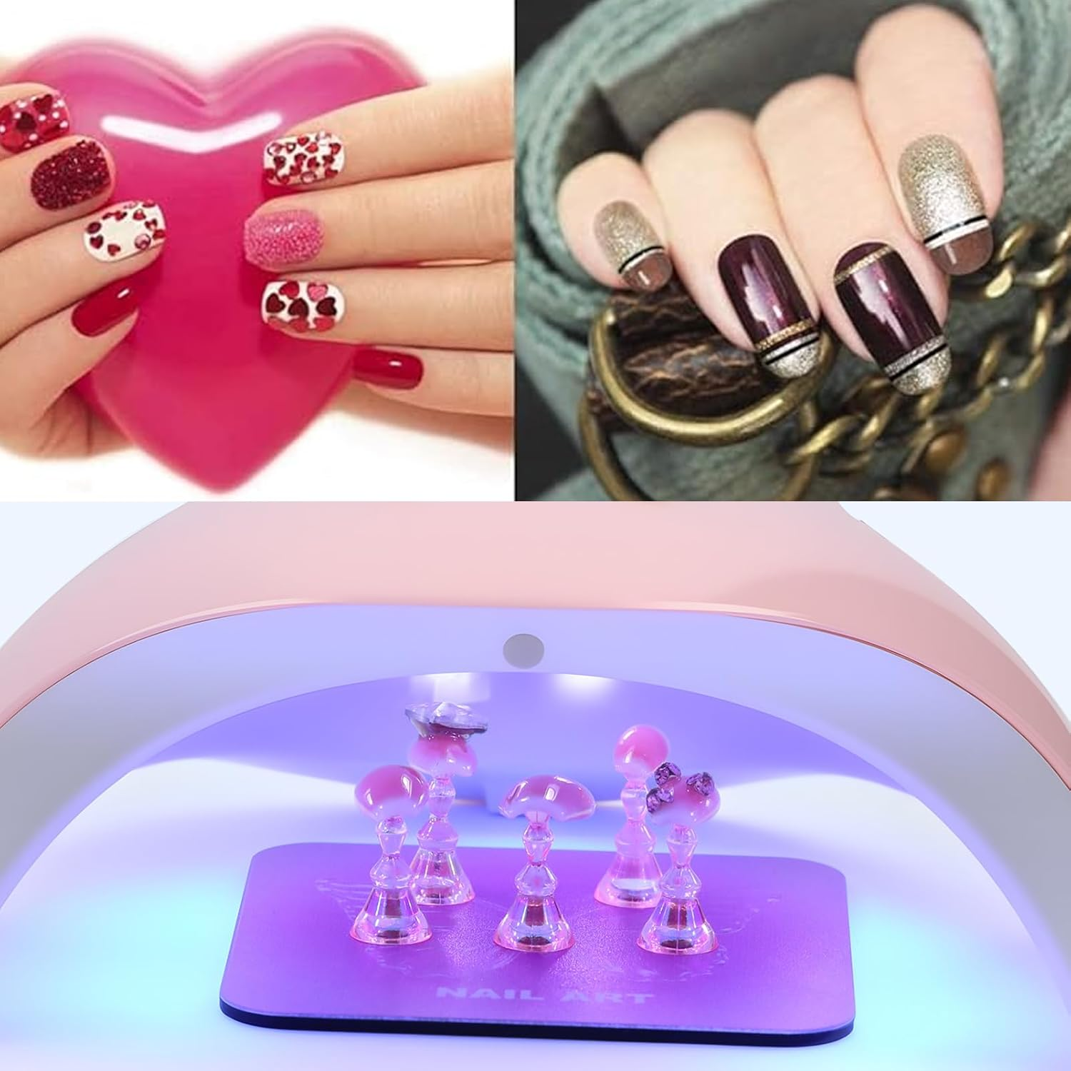 Yulokdwi Nail Stand for Press Ons,Manicure Practice Supplies | Nail Tips Practice Holder - for Beauty Salon Art School Apartment Parties Travel Vacation