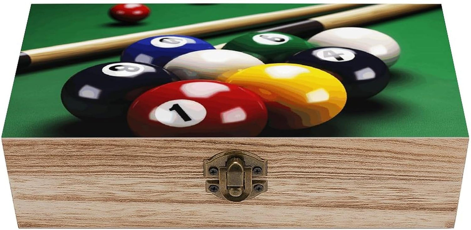 Billiards Wooden Box Wood Wedding Keepsake Boxes with Lids Small Decorative Boxes Lightweight Wooden Memory Storage Box for Crafts Keepsakes Jewelry Photo Letter Storage image number 6